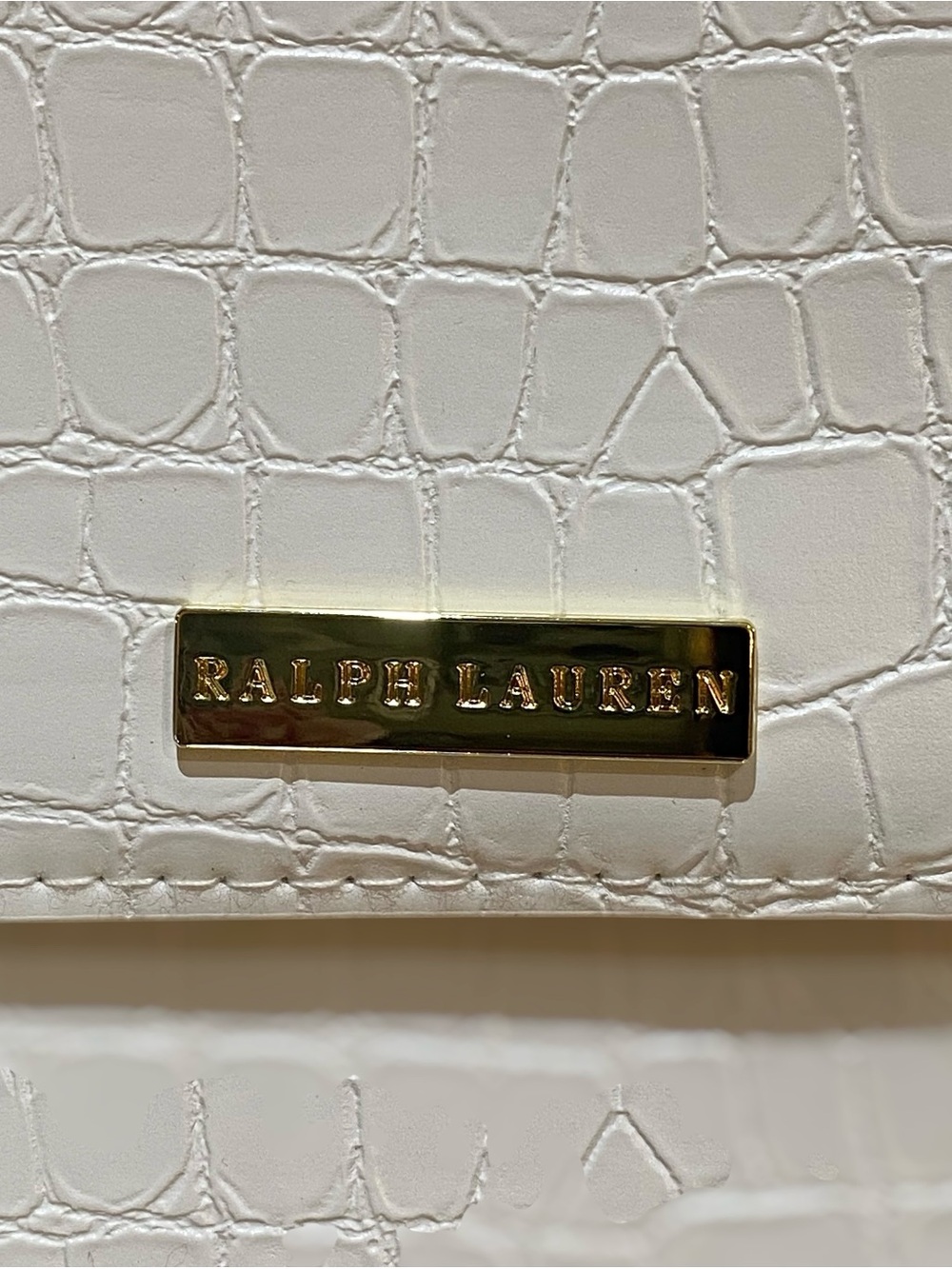 Ralph Lauren White Envelope Clutch Crocodile Faux Leather Purse Bag - Picture 3 of 5